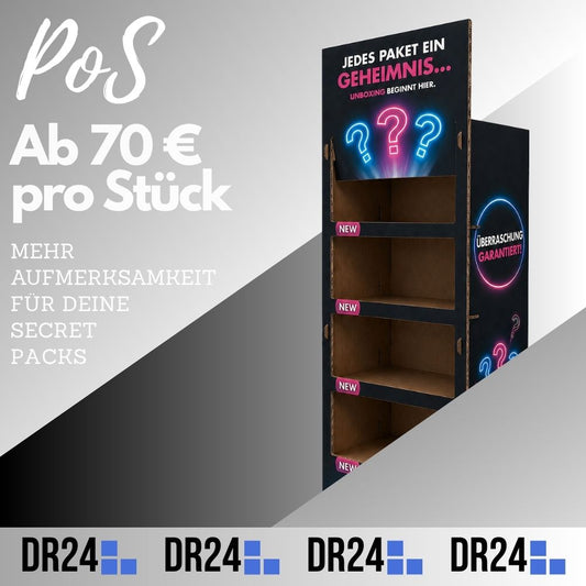 POS "displays" for Secret Packs – more attention at the point of sale