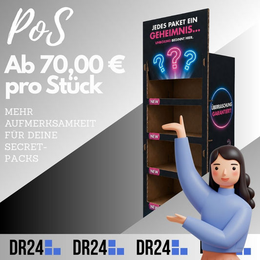 POS "displays" for Secret Packs – more attention at the point of sale